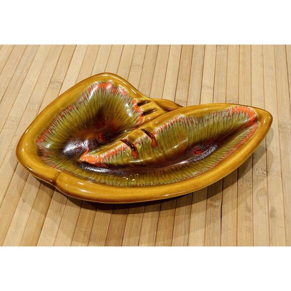 Vintage Deforest of California Yellow Brown Orange Drip Glaze Ashtray Pottery - Picture 4 of 12